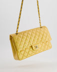 *HOT* CH Iridescent Mustard Yellow Medium Double Flap Bag in Lambskin Leather with Champagne Gold Hardware