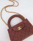 *HOT & RARE* CH Dark Pink Small Mini Kelly Shopping Bag in Denim with Brushed Gold Hardware