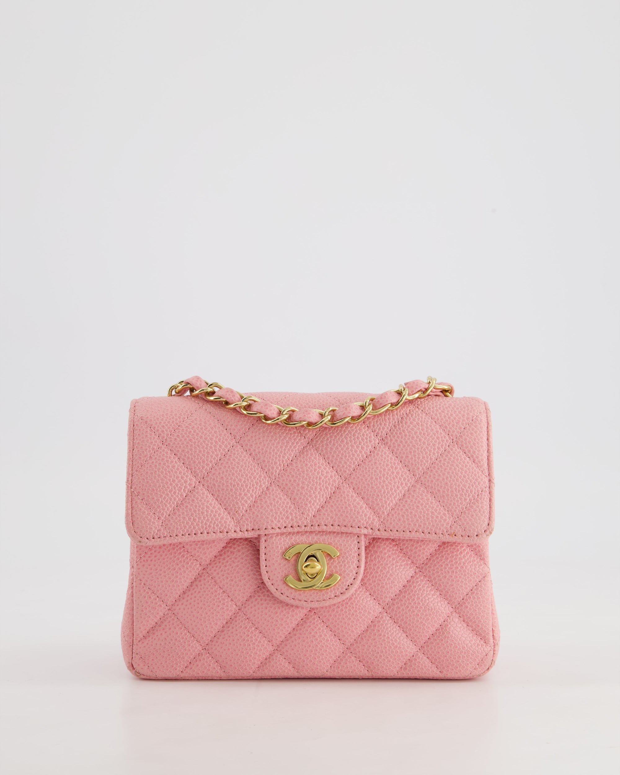 *RARE* CH Pink Mini Square Flap Bag in Caviar Leather with 24K Gold Plated Hardware