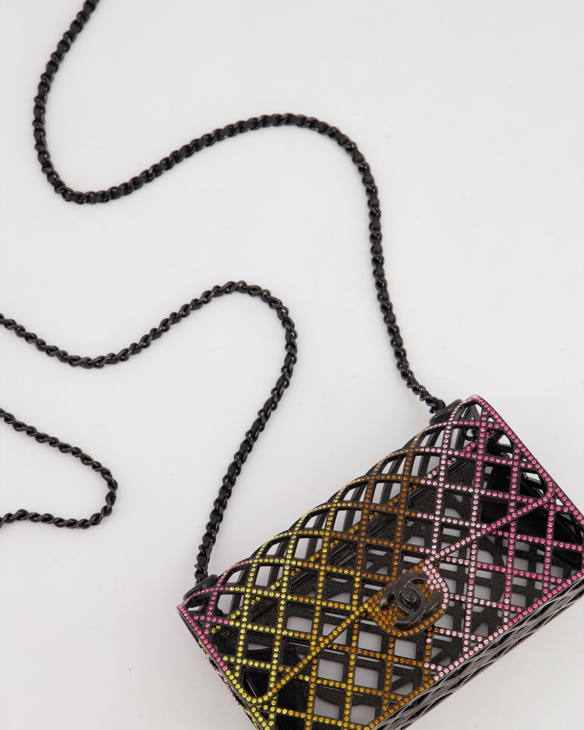 *RARE* CH 24C Multi-Colour Crystal Runway Mini Rectangular Flap Bag