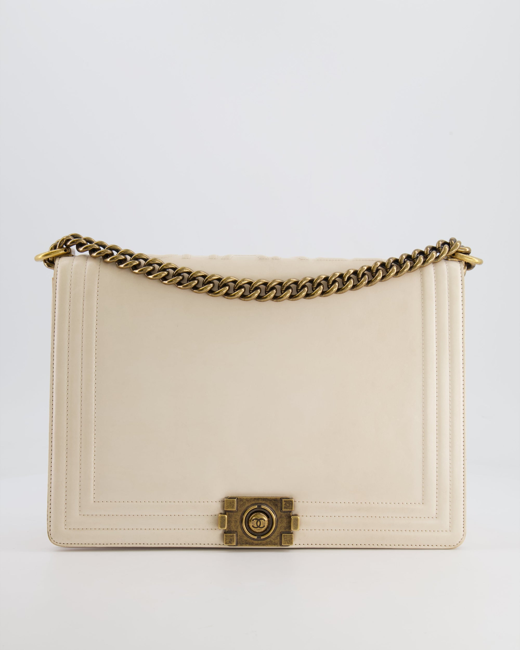 *FIRE PRICE* CH Ivory Large Boy Bag in Lambskin Leather with Antique Gold Hardware