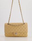 *FIRE PRICE* CH Beige Medium Classic Double Flap in Caviar Leather with Silver Hardware
