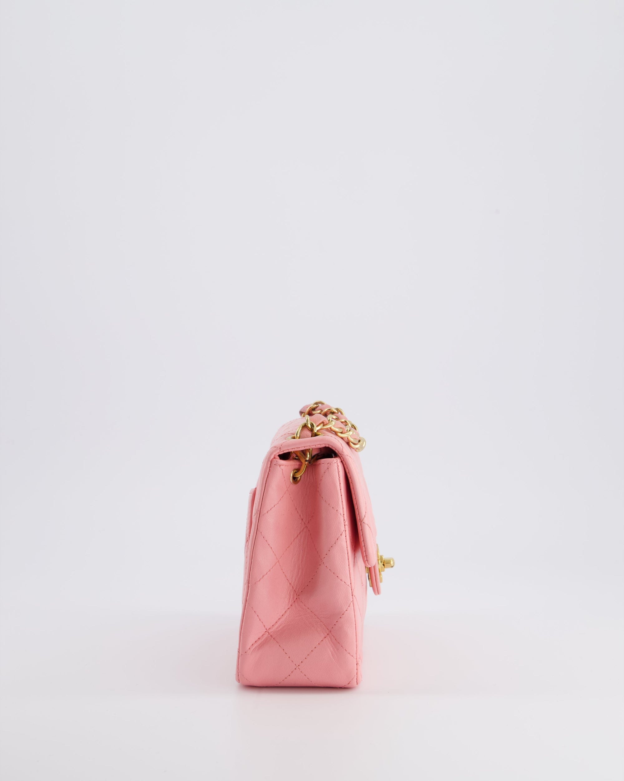 *RARE* CH Vintage Bubblegum Pink Mini Square Flap Bag in Lambskin Leather with 24K Gold Hardware