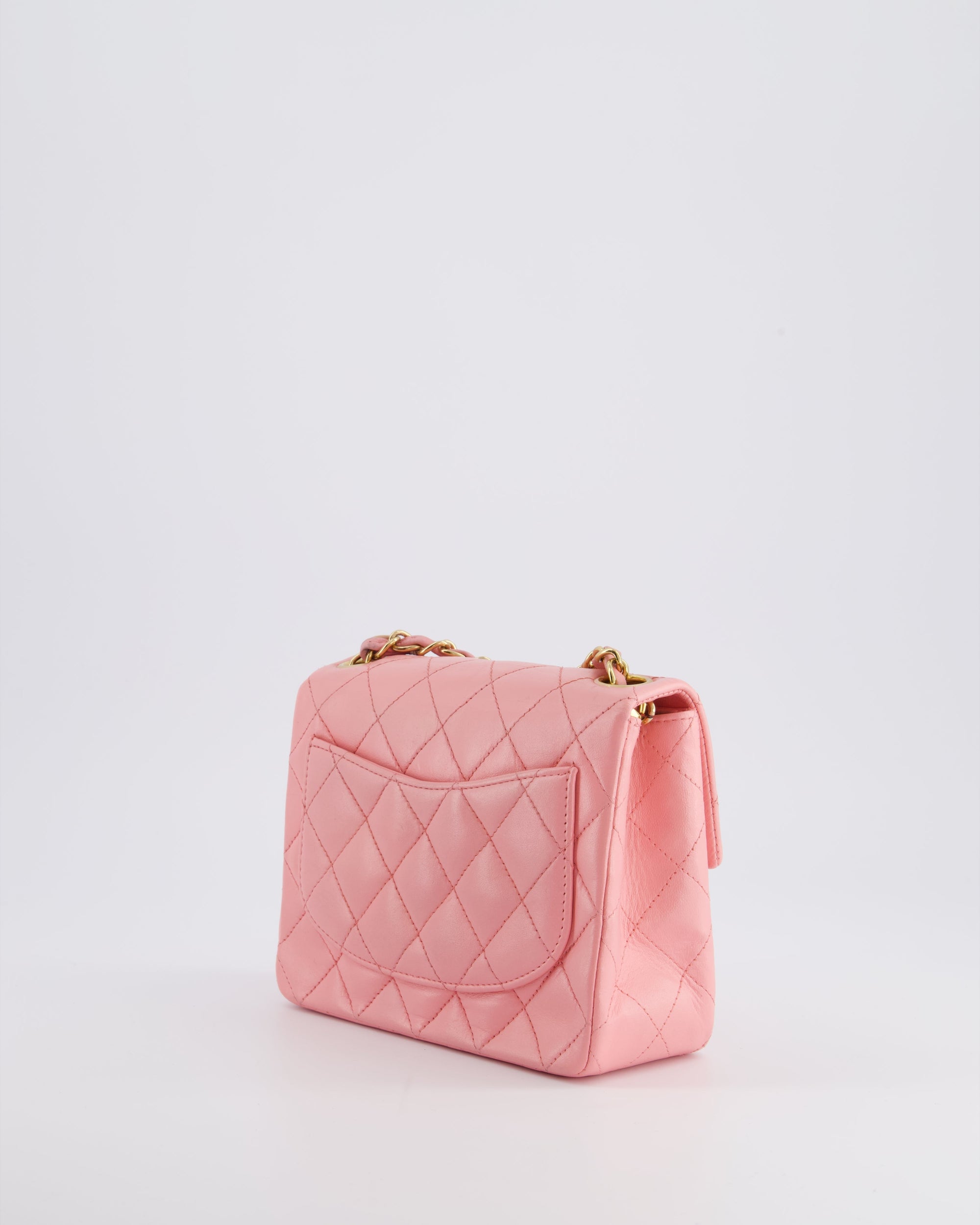 *RARE* CH Vintage Bubblegum Pink Mini Square Flap Bag in Lambskin Leather with 24K Gold Hardware