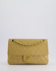 *FIRE PRICE* CH Vintage Chai Beige Classic Medium Stitched Edge Double Flap Bag in Lambskin Leather with 24K Gold Hardware