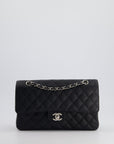 *HOT* CH Medium Black Classic Double Flap Bag in Caviar Leather with Silver Hardware