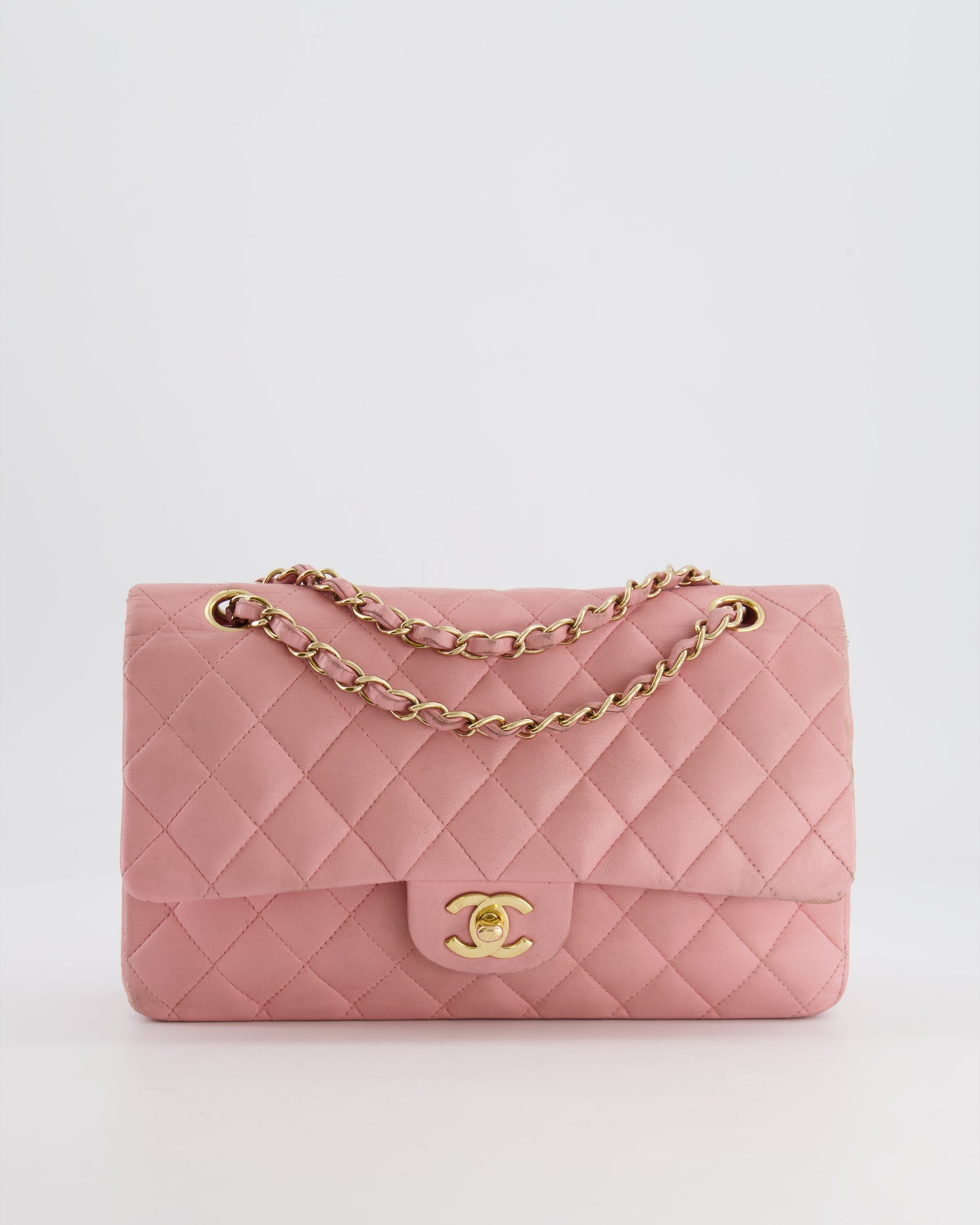 *FIRE PRICE* CH Bubblegum Pink Vintage Classic Medium Double Flap Bag in Lambskin Leather with 24K Gold Hardware