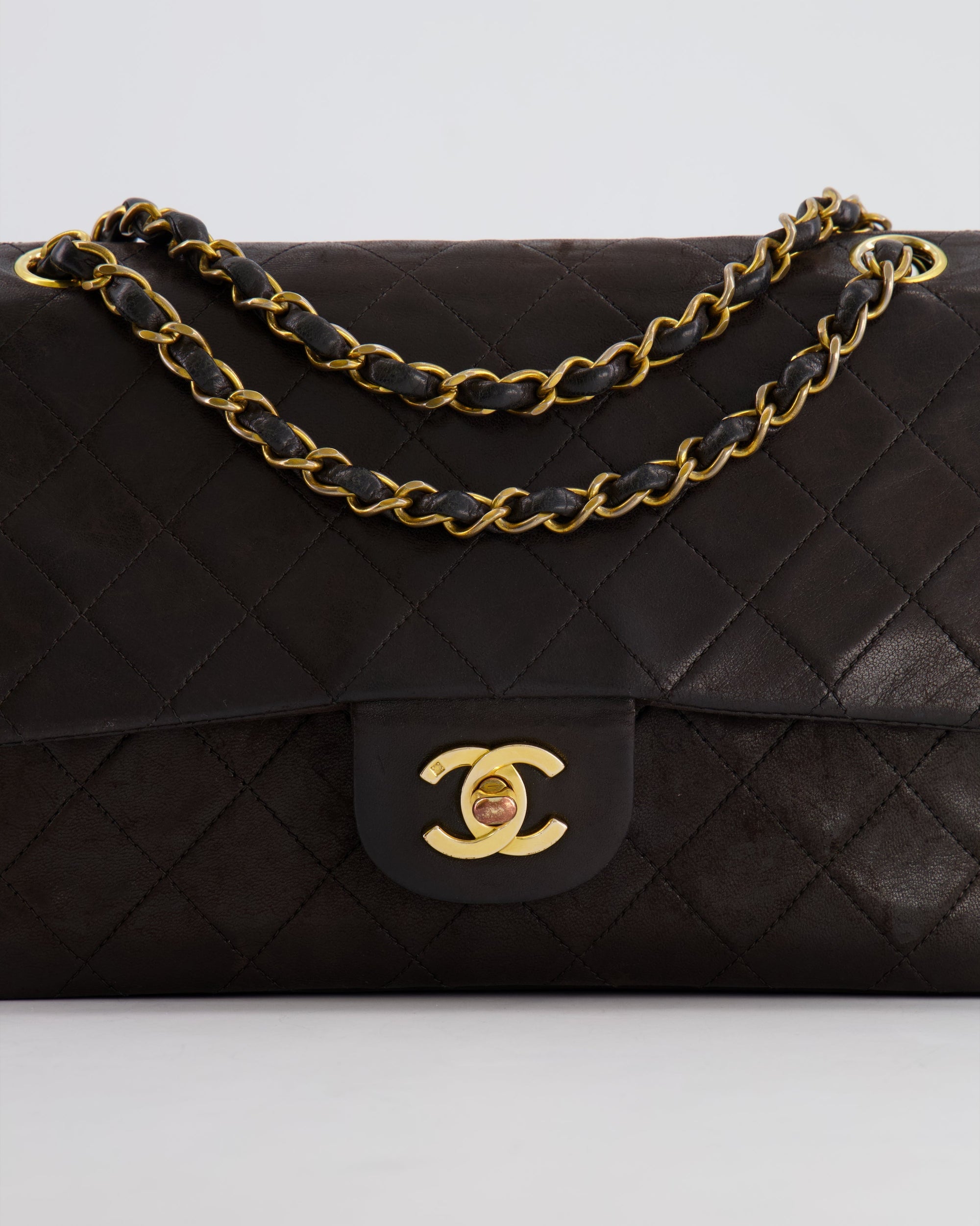 *FIRE PRICE* CH Vintage Brown Medium Classic Double Flap Bag in Lambskin Leather with 24K Gold Hardware