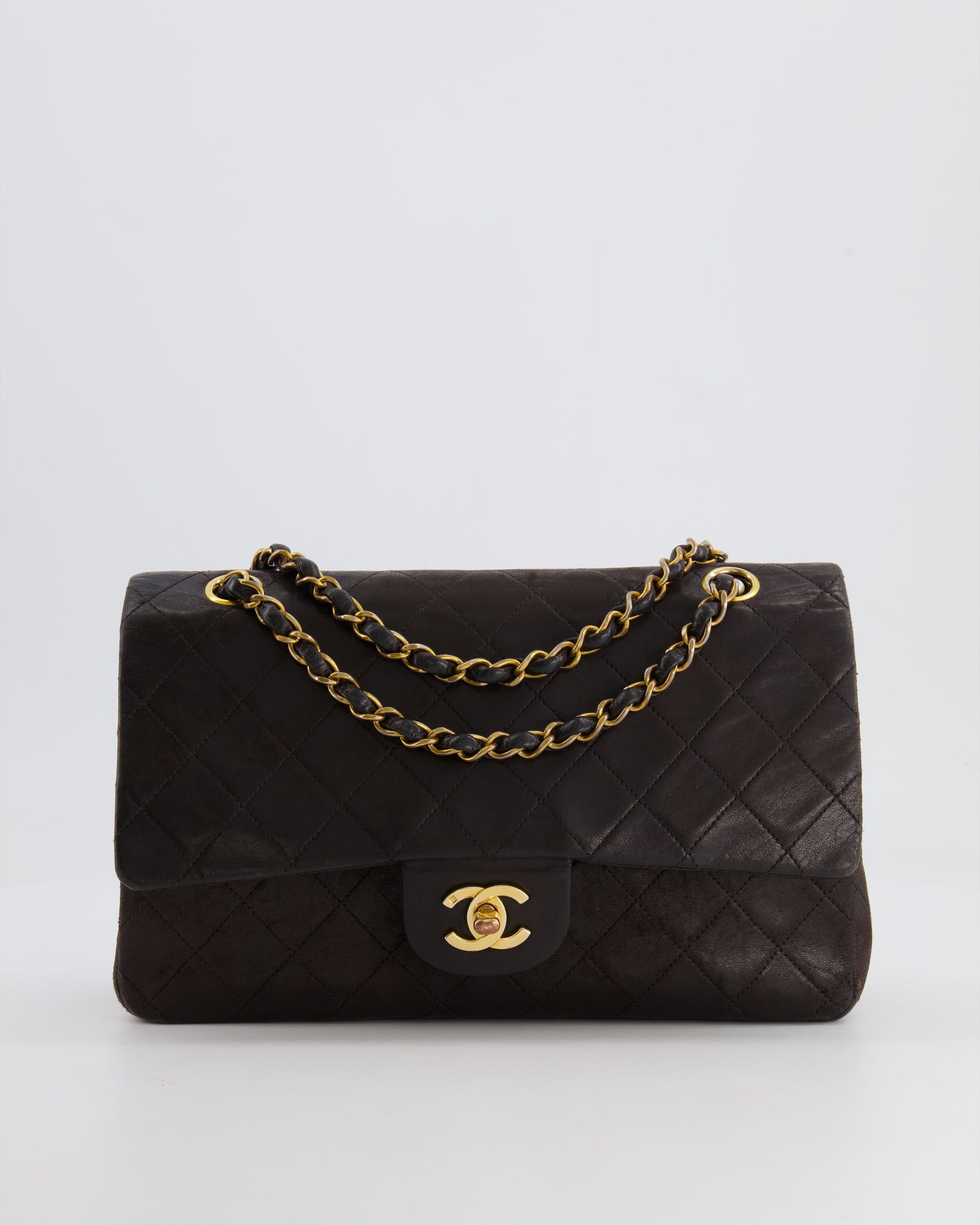 *FIRE PRICE* CH Vintage Brown Medium Classic Double Flap Bag in Lambskin Leather with 24K Gold Hardware