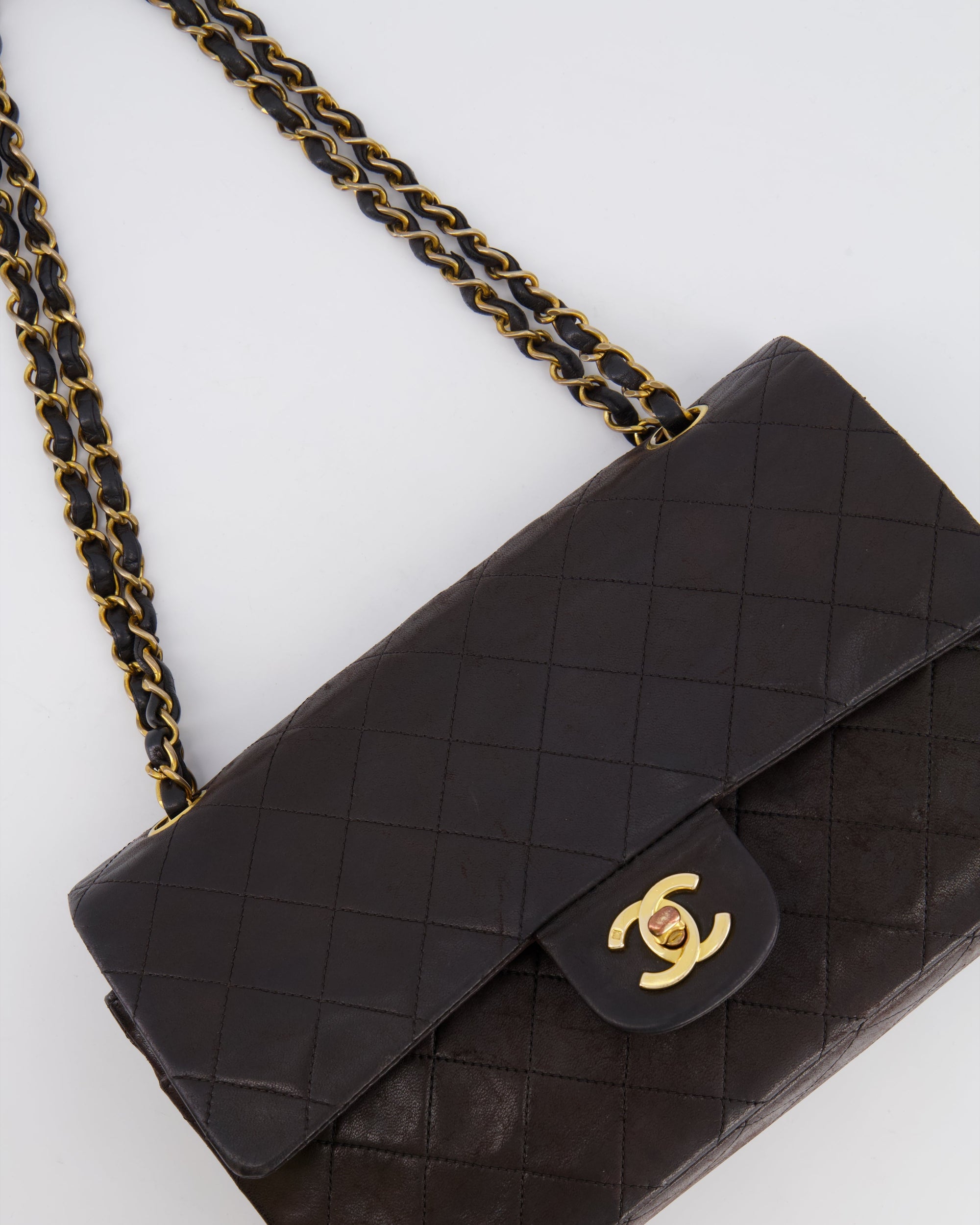 *FIRE PRICE* CH Vintage Brown Medium Classic Double Flap Bag in Lambskin Leather with 24K Gold Hardware