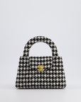 *HOT* CH Small Kelly Shopping Bag in Black & White Wool Houndstooth with Brushed Antique Gold Hardware