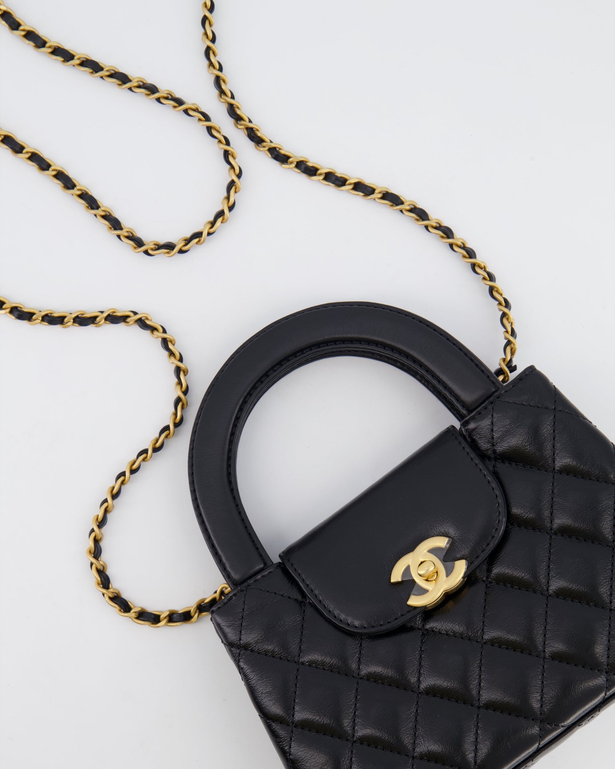 *HOT &amp; RARE* CH Small Kelly Shopping Bag in Black Calfskin Leather with Brushed Gold Hardware