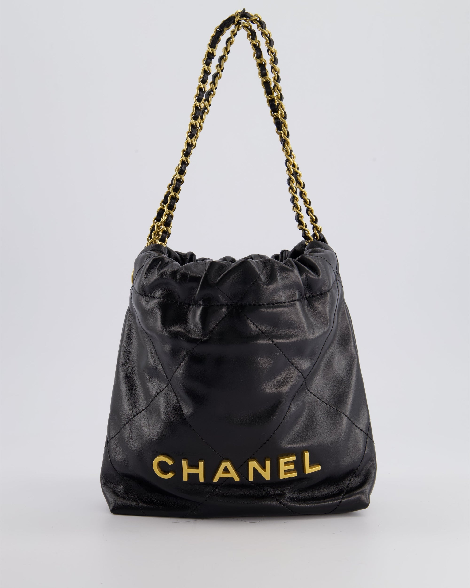 *RARE* CH Mini 22 Bag in Black Shiny Calfskin with Gold Hardware