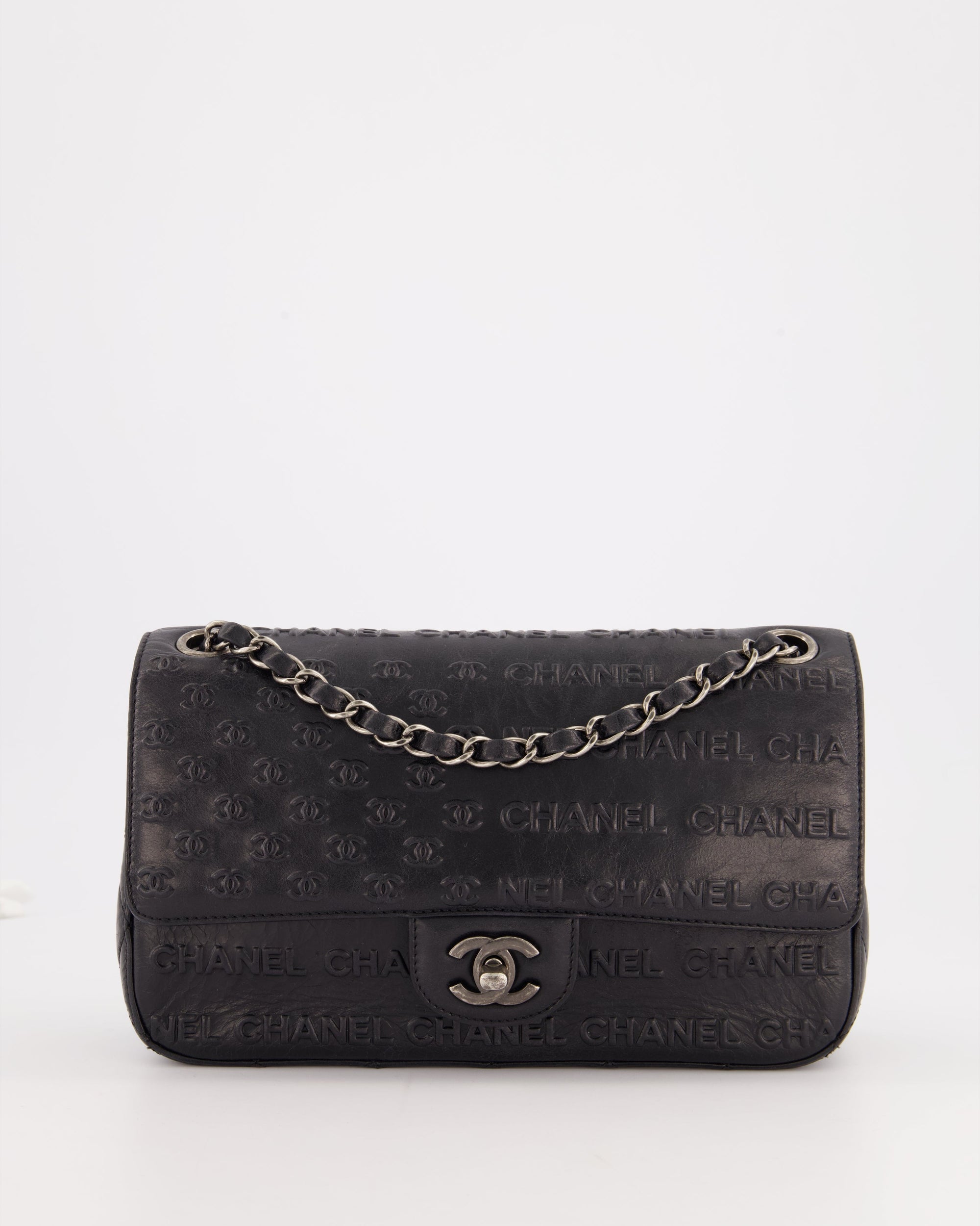 *RARE* CH 2014 Paris Dallas Single Flap Embossed Quilted CC Bag with Ruthenium Hardware