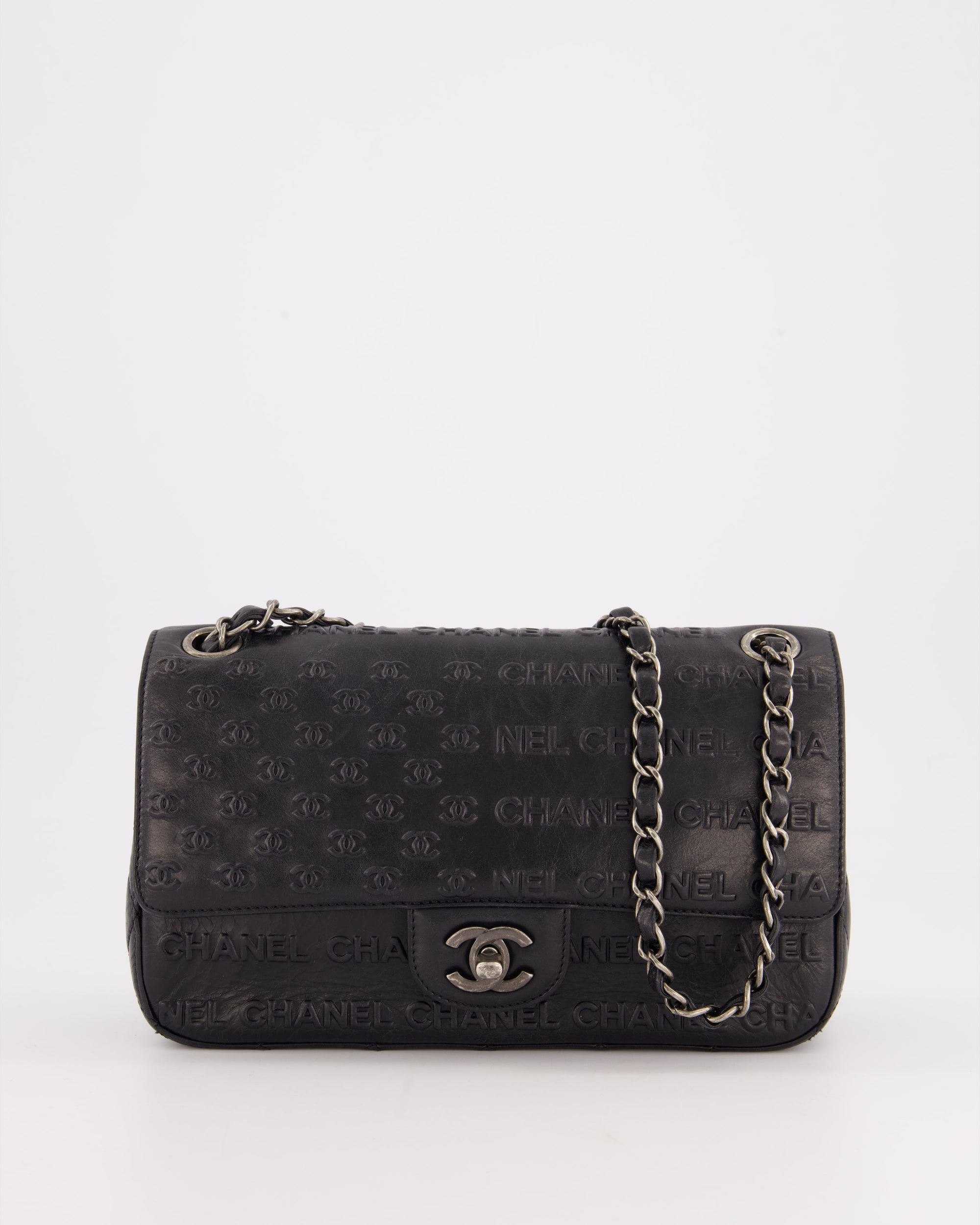 *RARE* CH 2014 Paris Dallas Single Flap Embossed Quilted CC Bag with Ruthenium Hardware