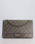 *FIRE PRICE* CH 2.55 Jumbo Reissue Bag in Metallic Grey Crumpled Calfskin Leather With Gunmetal Hardware