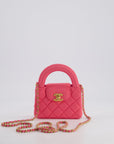 *RARE* CH Pink Nano Mini Kelly Bag in Pink Quilted Jersey with Brushed Antique Gold Hardware