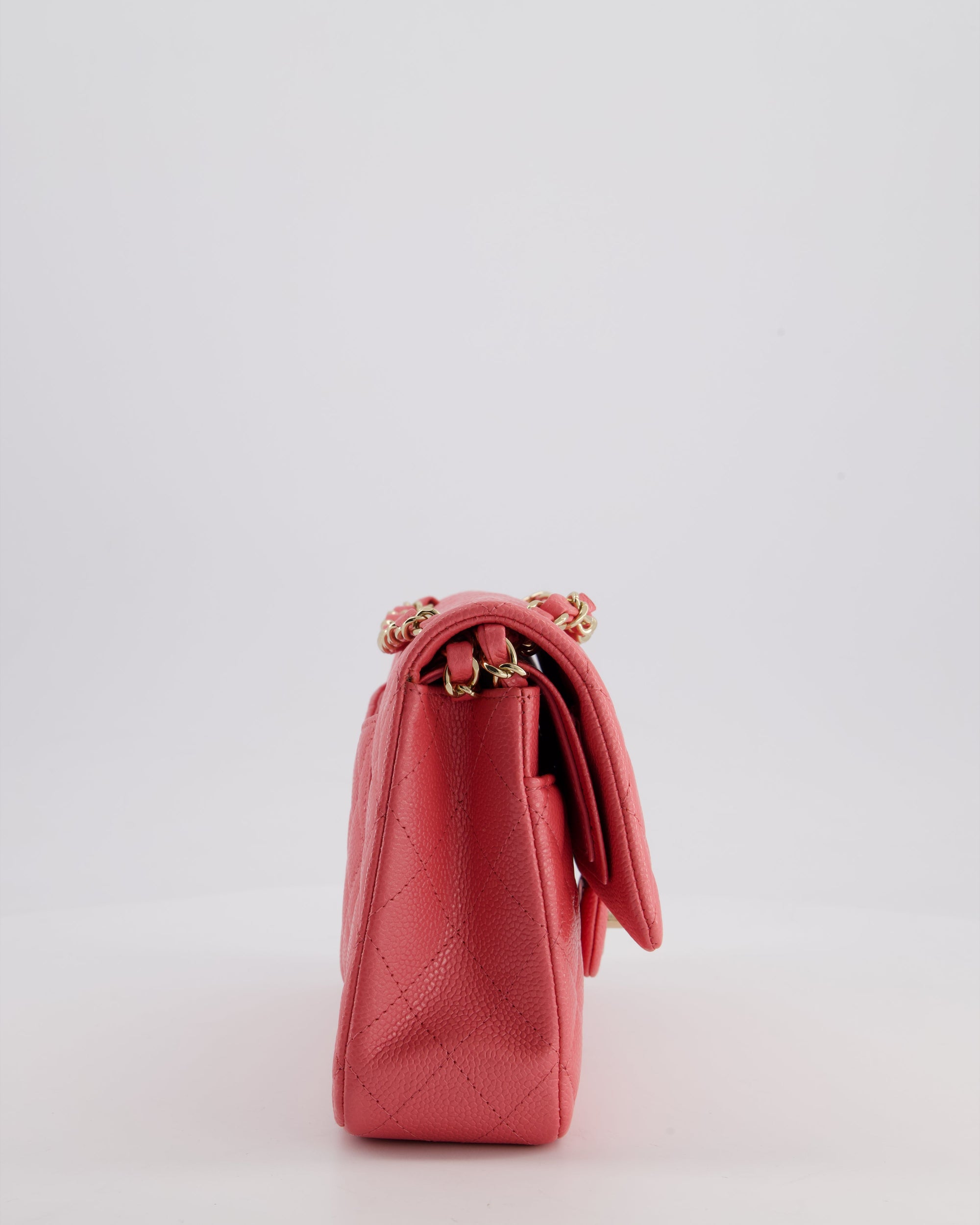 *HOT* CH Coral Pink Classic Medium Double Flap Bag in Caviar Leather with Champagne Gold Hardware