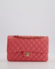 *HOT* CH Coral Pink Classic Medium Double Flap Bag in Caviar Leather with Champagne Gold Hardware