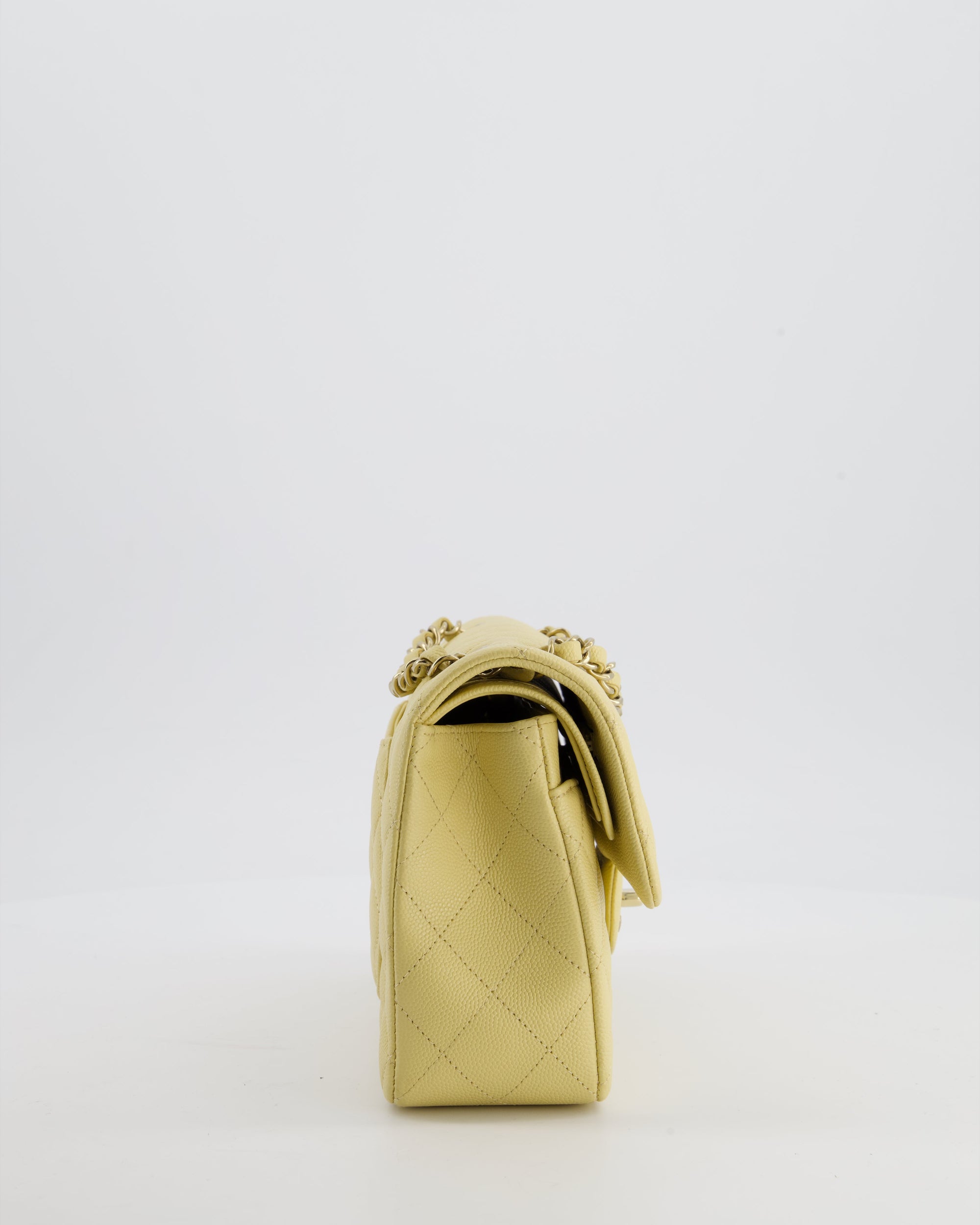 *RARE COLOUR* CH Small Classic Double Flap Bag in Butter Yellow Caviar Leather with Champagne Gold Hardware