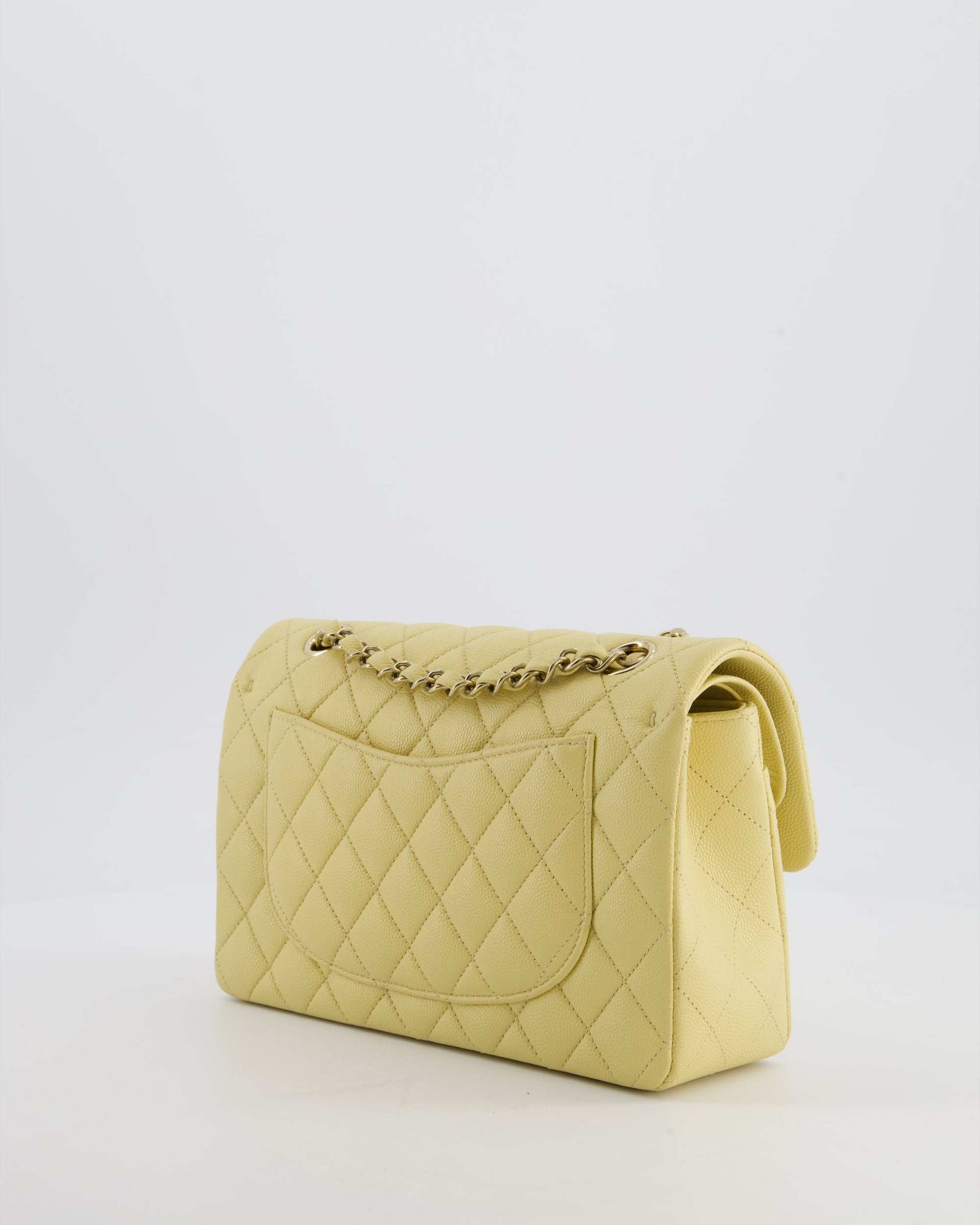 *RARE COLOUR* CH Small Classic Double Flap Bag in Butter Yellow Caviar Leather with Champagne Gold Hardware