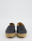 *FIRE PRICE* CH Black Leather Espadrilles CC Logo Size EU 37