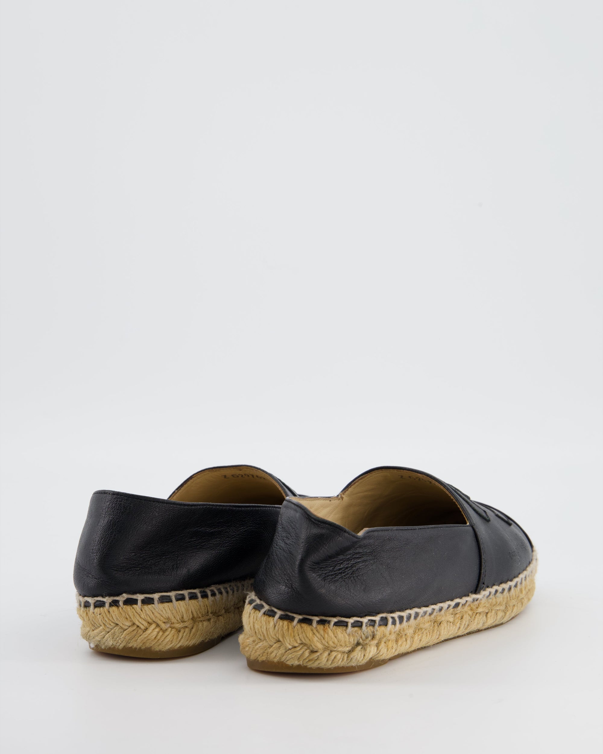 *FIRE PRICE* CH Black Leather Espadrilles CC Logo Size EU 37
