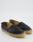 *FIRE PRICE* CH Black Leather Espadrilles CC Logo Size EU 37