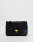 *RARE* CH Black Classic Flap Bag in Shiny Crocodile Leather with Gold Hardware