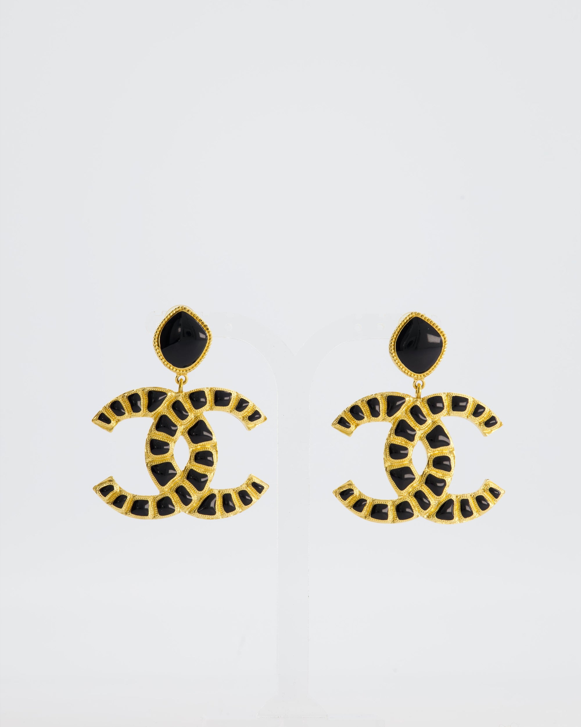 *RARE* CH Extra Large CC Gold and Black Egyptian Collection Earrings