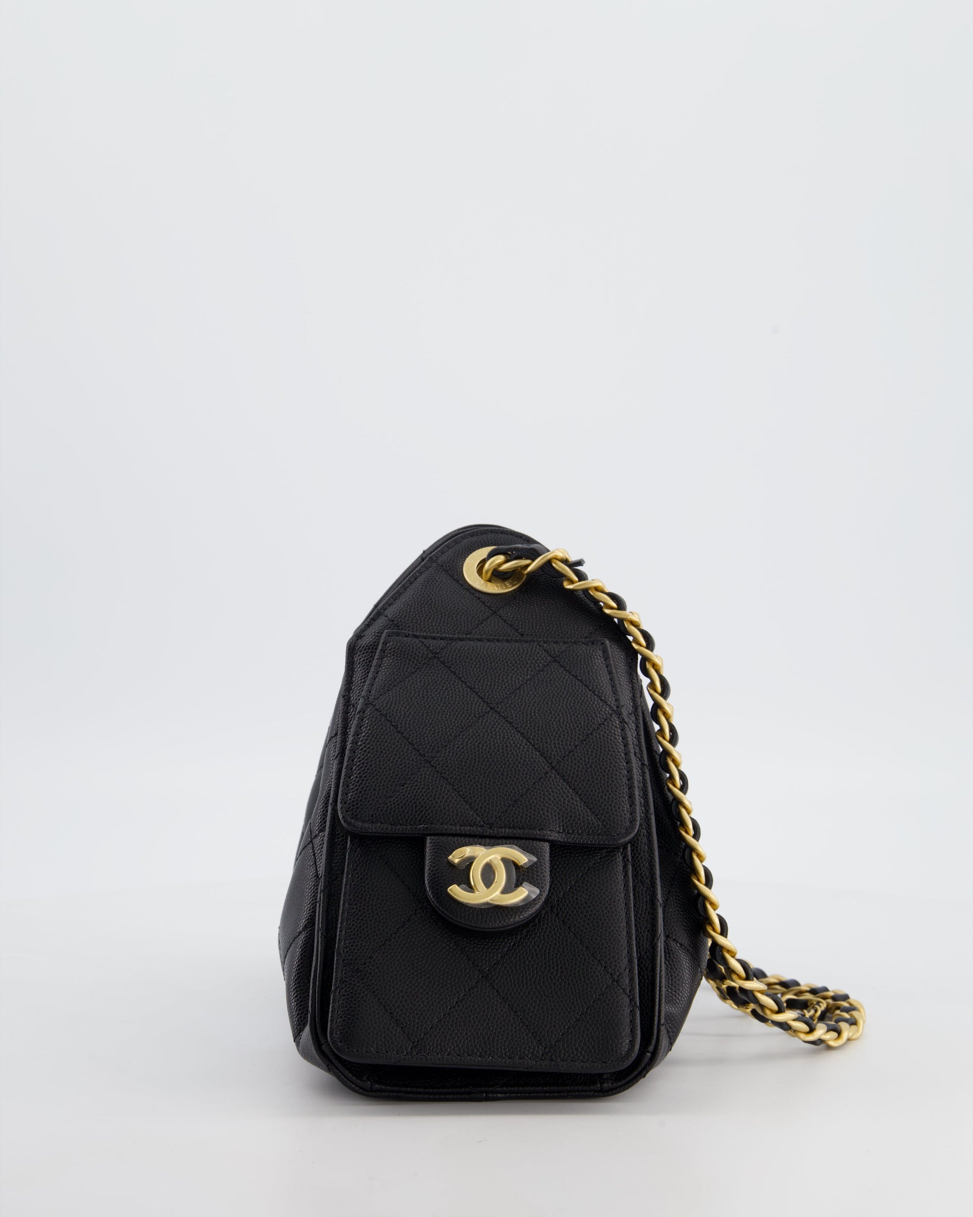 *RARE* CH 26C Mini 25 Handbag in Black Caviar Leather with Brushed Gold Hardware