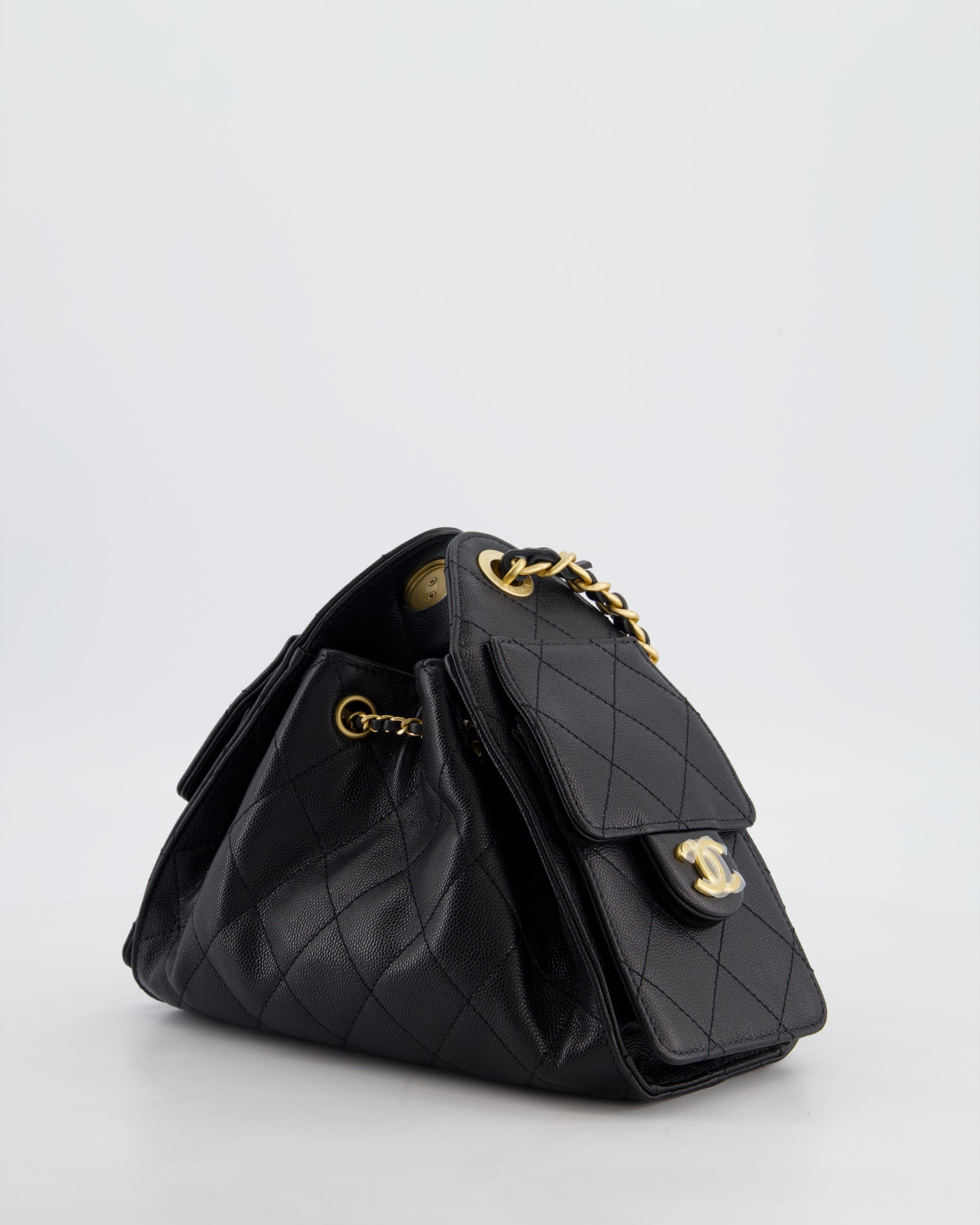 *RARE* CH 26C Mini 25 Handbag in Black Caviar Leather with Brushed Gold Hardware