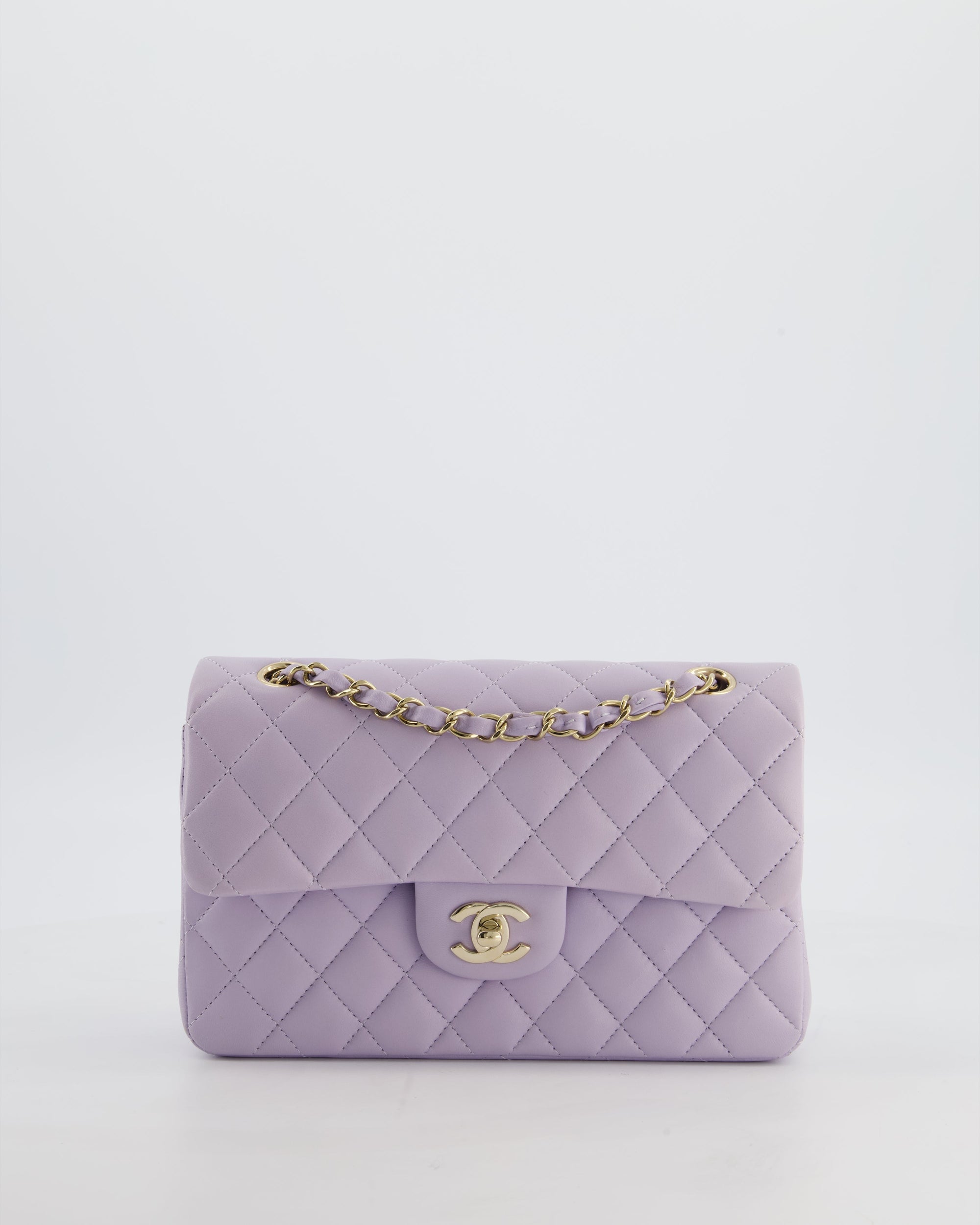 *CUTE COLOUR* CH Small Classic Double Flap Bag in Light Violet Lambskin Leather with Champagne Gold Hardware