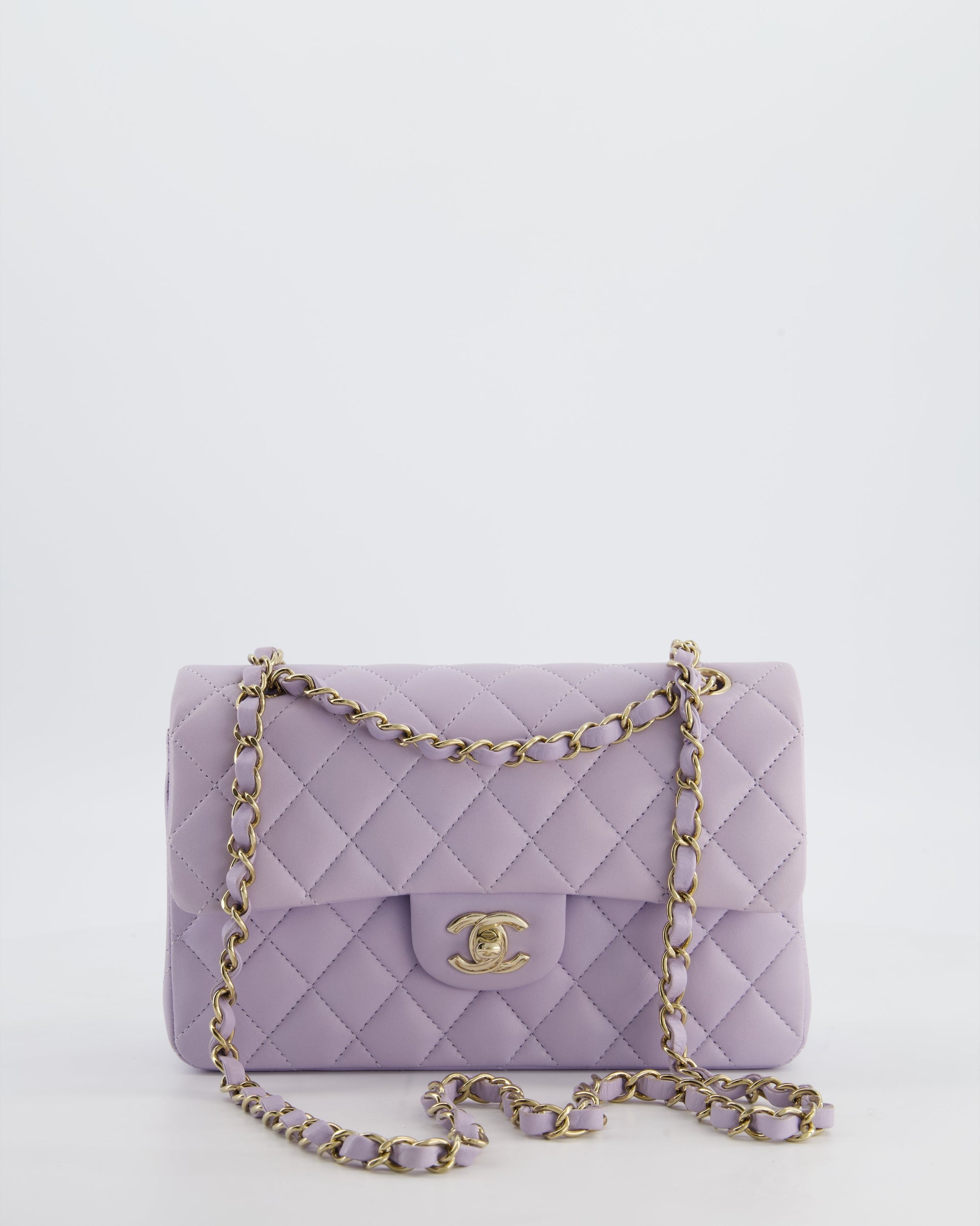 *CUTE COLOUR* CH Small Classic Double Flap Bag in Light Violet Lambskin Leather with Champagne Gold Hardware