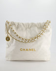 *FIRE PRICE* CH 22 Small Bag in White Aged Calfskin with Brushed Gold Hardware