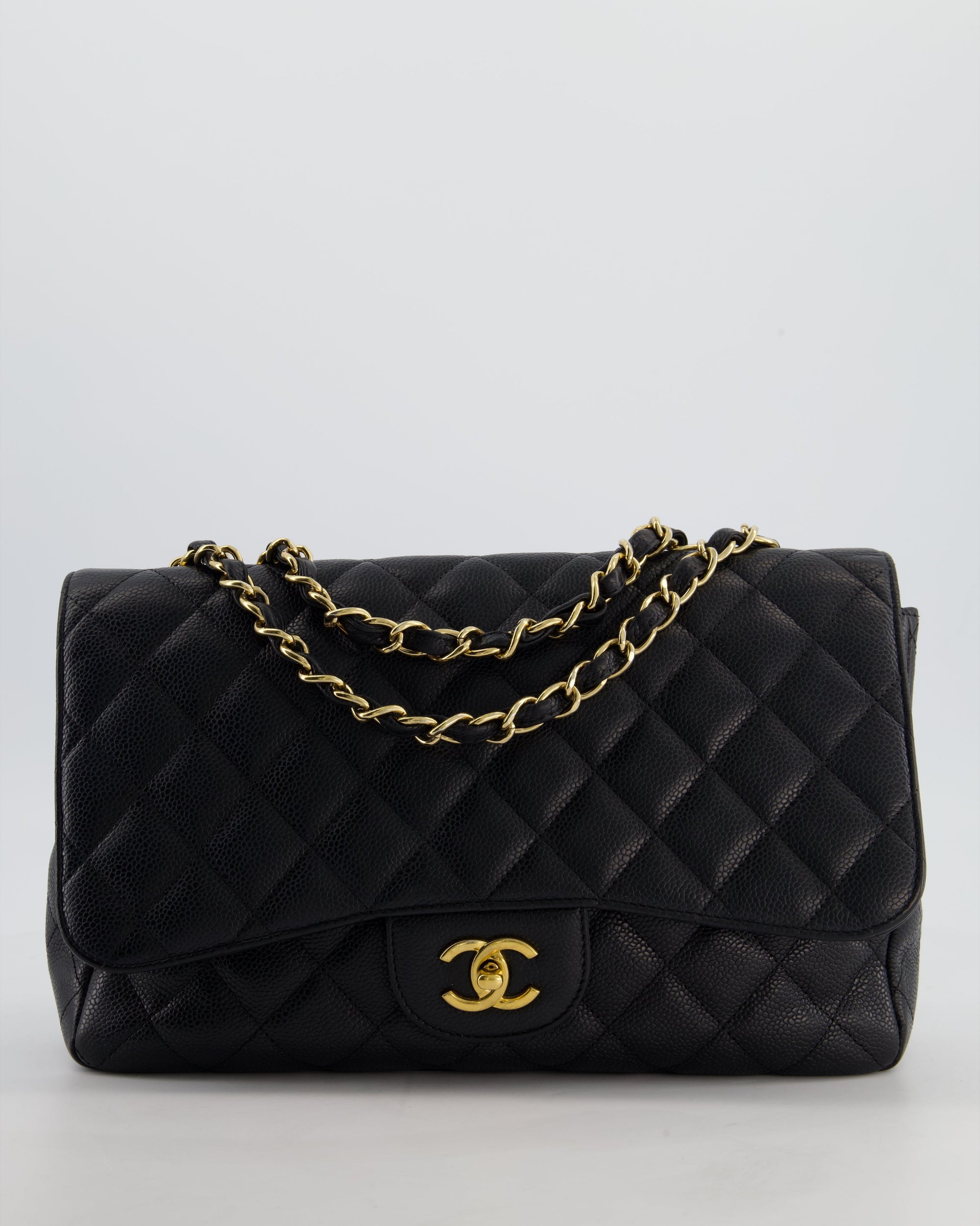 *FIRE PRICE* CH Black Jumbo Classic Single Flap Bag in Caviar Leather with Gold Hardware