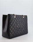 *AMAZING SHAPE* CH Grand Shopping Tote GST Bag in Black Caviar Leather with Silver Hardware
