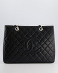 *AMAZING SHAPE* CH Grand Shopping Tote GST Bag in Black Caviar Leather with Silver Hardware