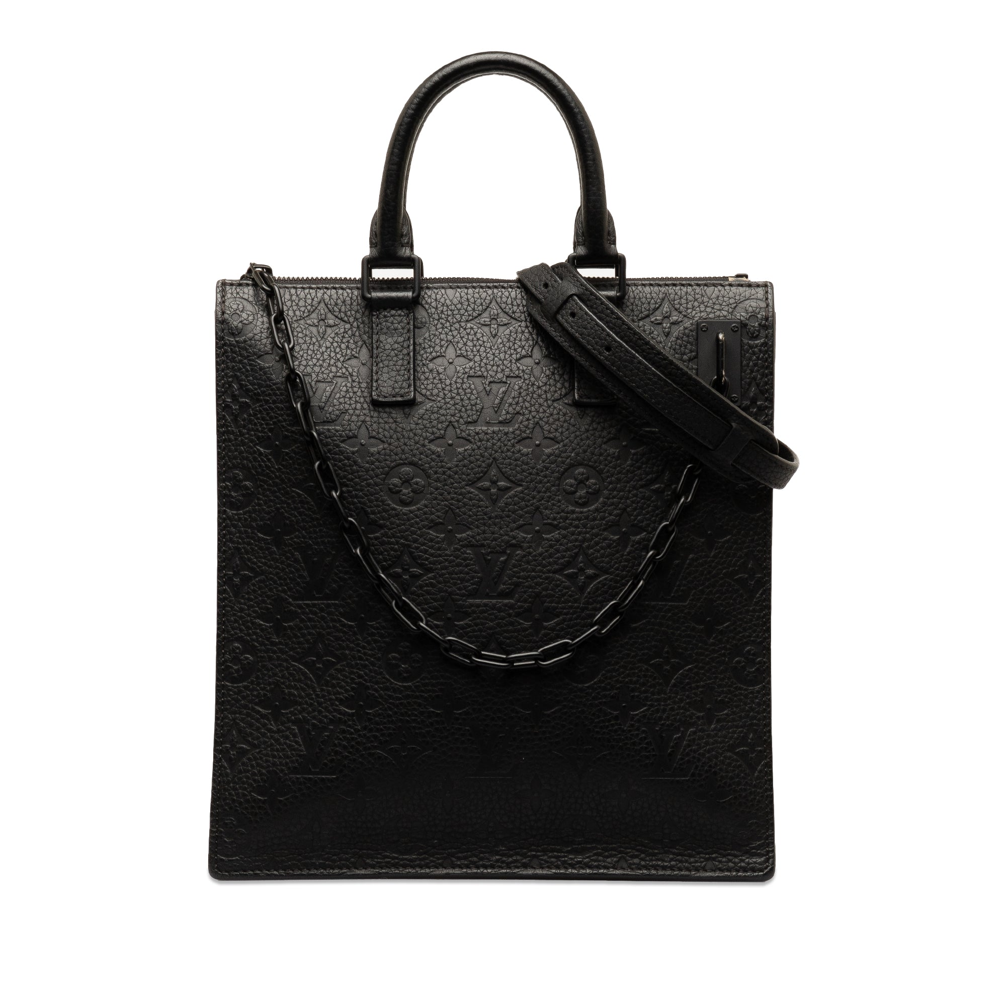 Black LV Monogram Taurillon Sac Plat Satchel