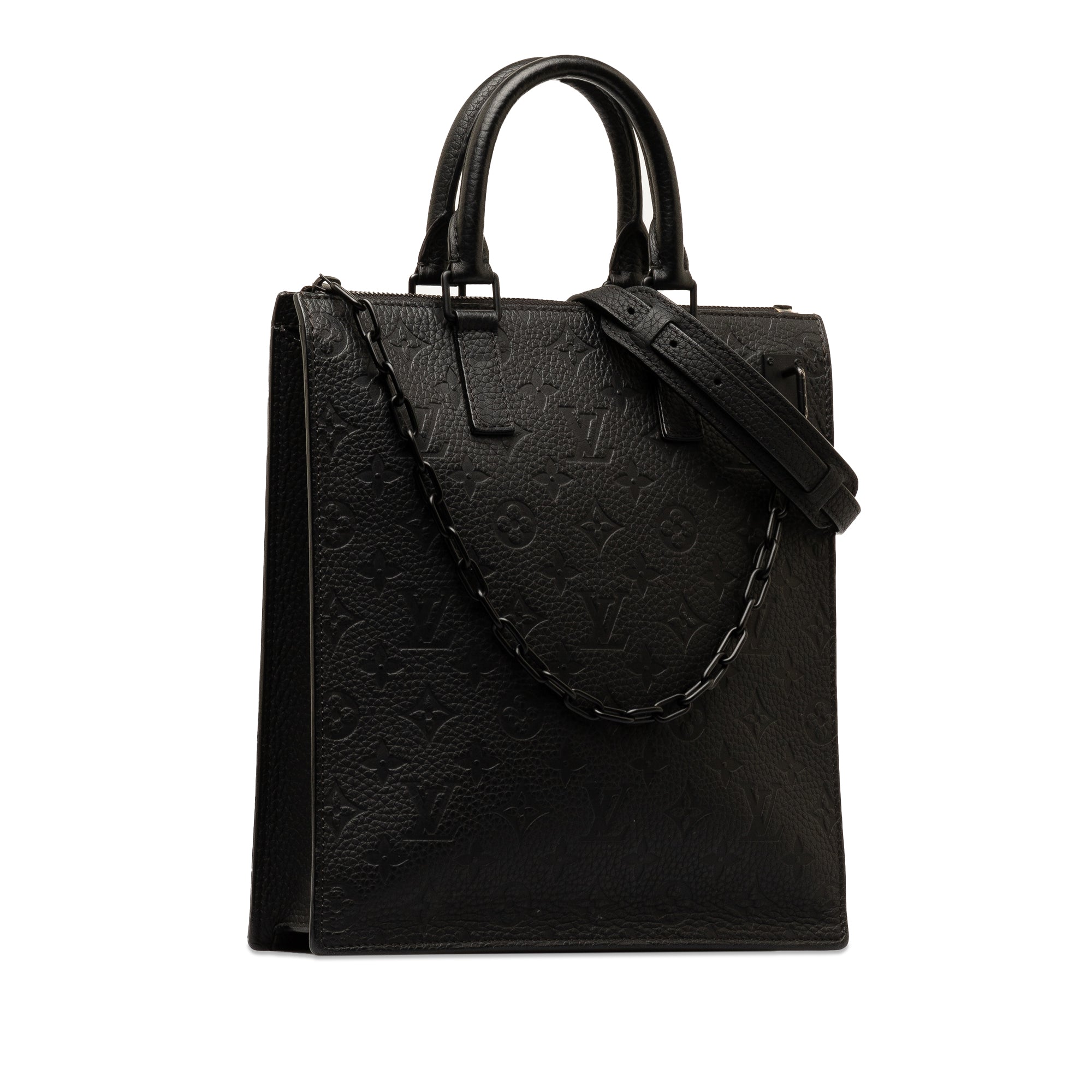 Black LV Monogram Taurillon Sac Plat Satchel