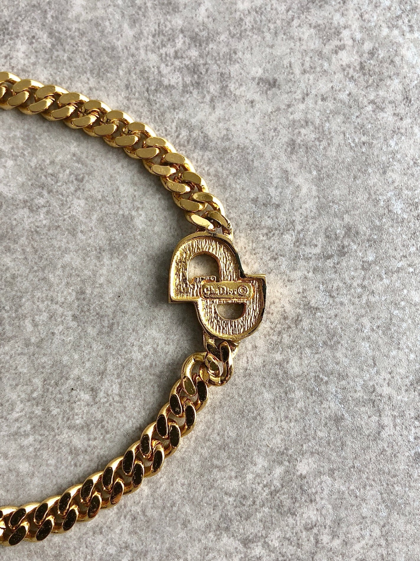 Christian D1OR CD Logo Motif Rhinestone Bracelet Gold Vintage chgiwy