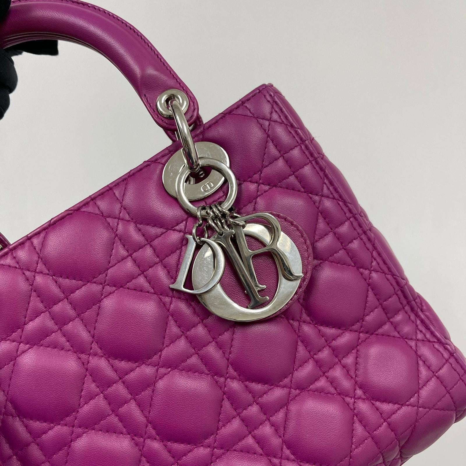 Cannage Lambskin Lady D1OR Medium Bag in Violet