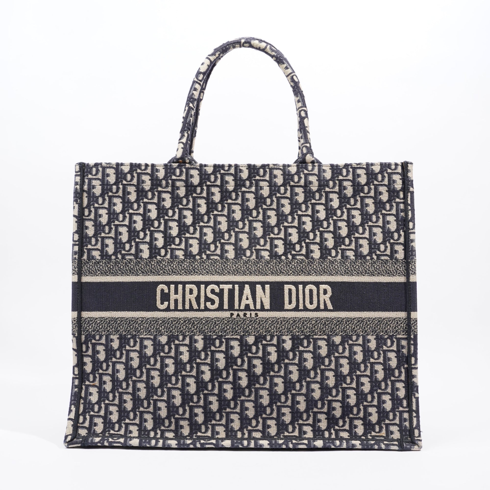 Christian D1OR Book Tote D1OR Oblique Embroidery Canvas Large