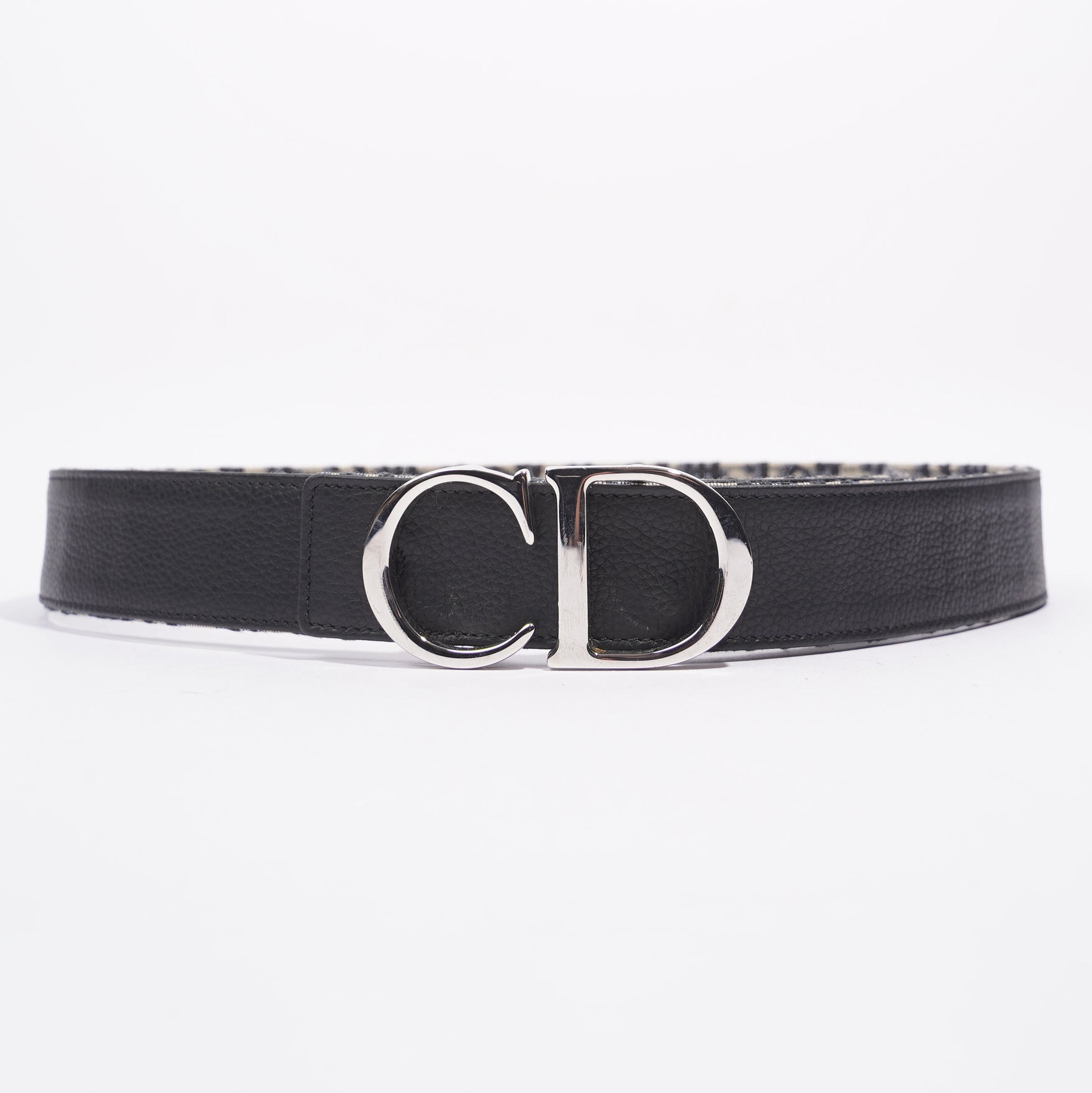 Christian D1OR 30 Montaigne Reversible Belt Black / Oblique Leather 37" 94cm