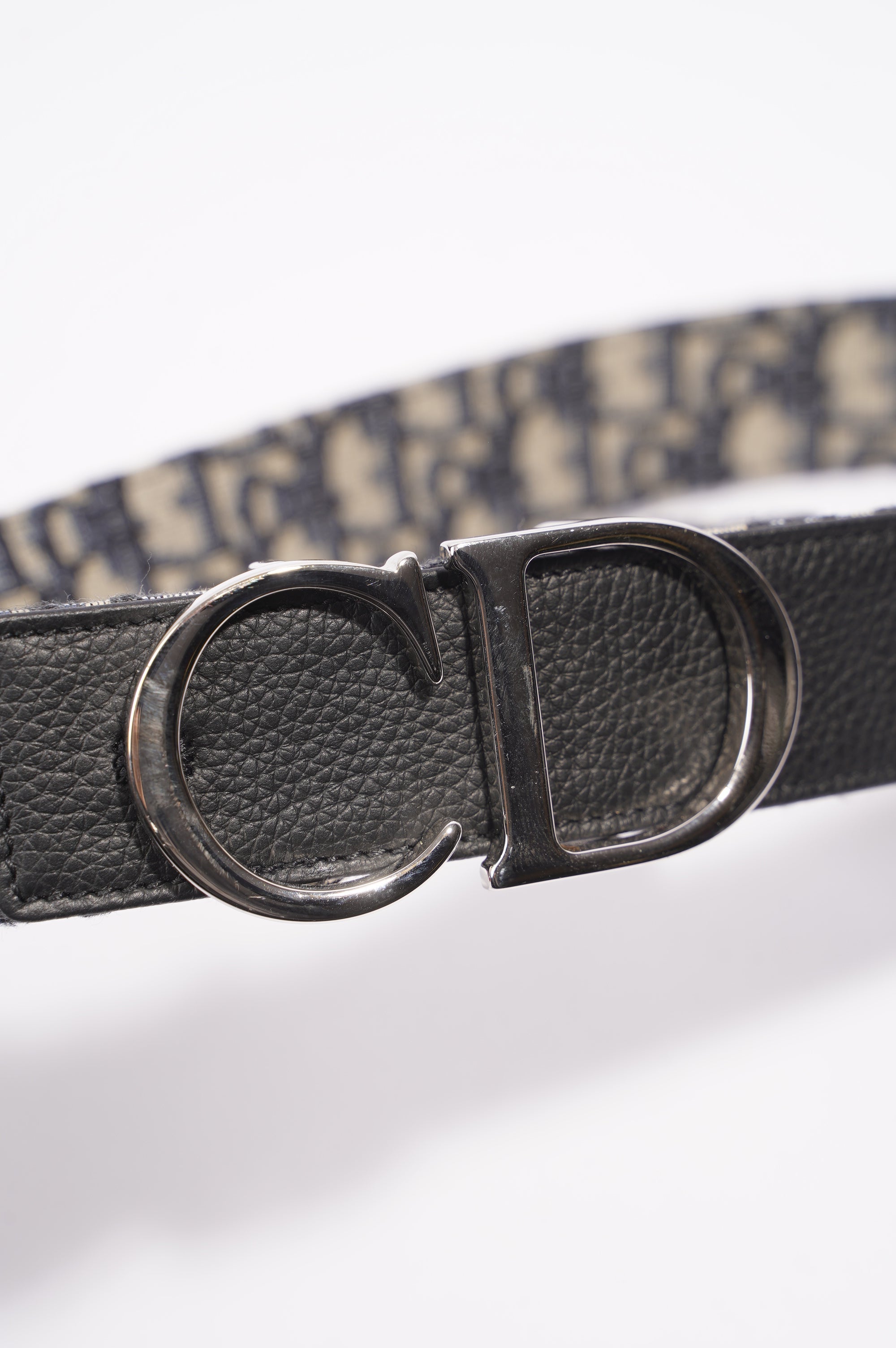 Christian D1OR 30 Montaigne Reversible Belt Black / Oblique Leather 37" 94cm