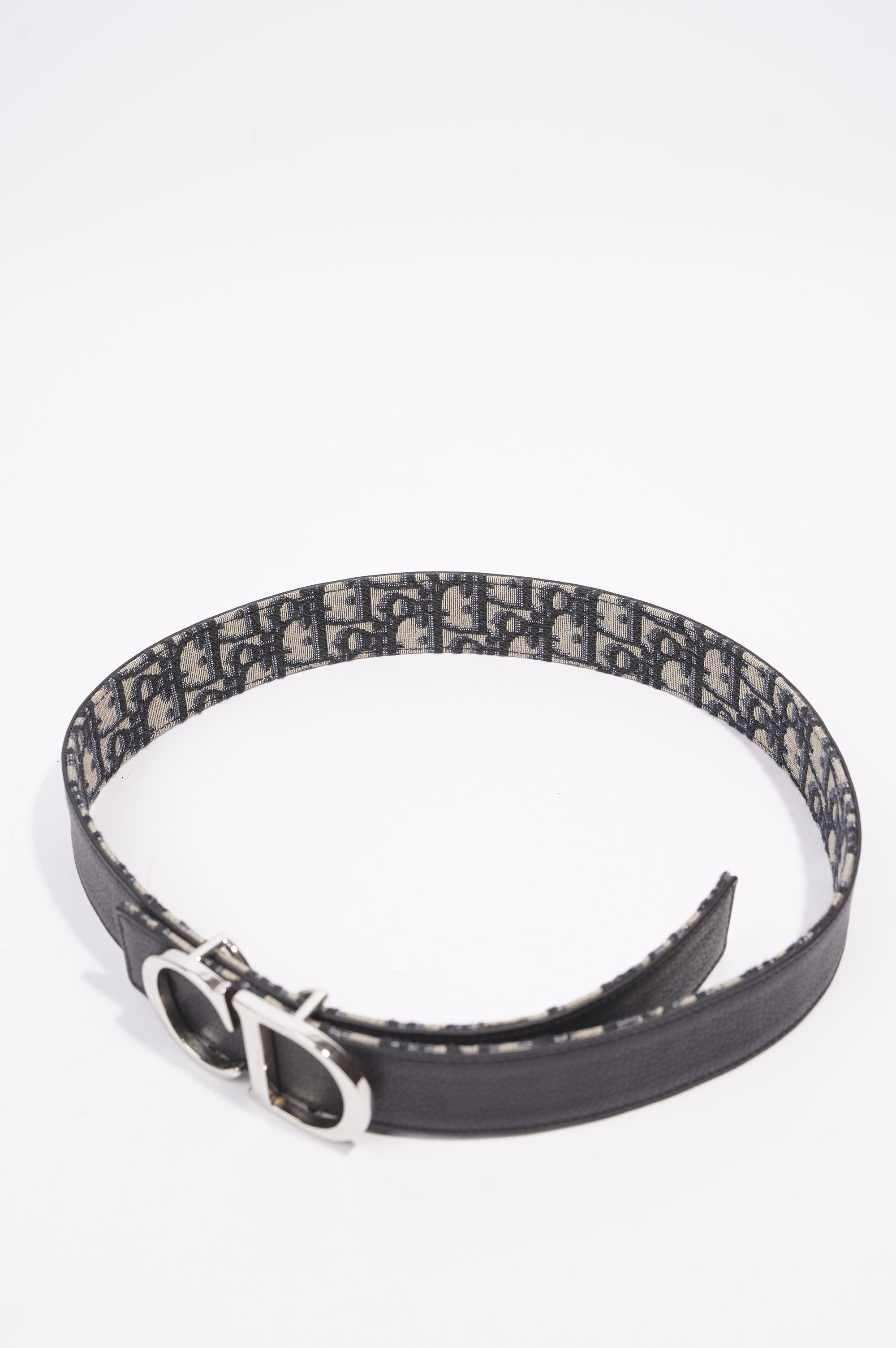 Christian D1OR 30 Montaigne Reversible Belt Black / Oblique Leather 37" 94cm