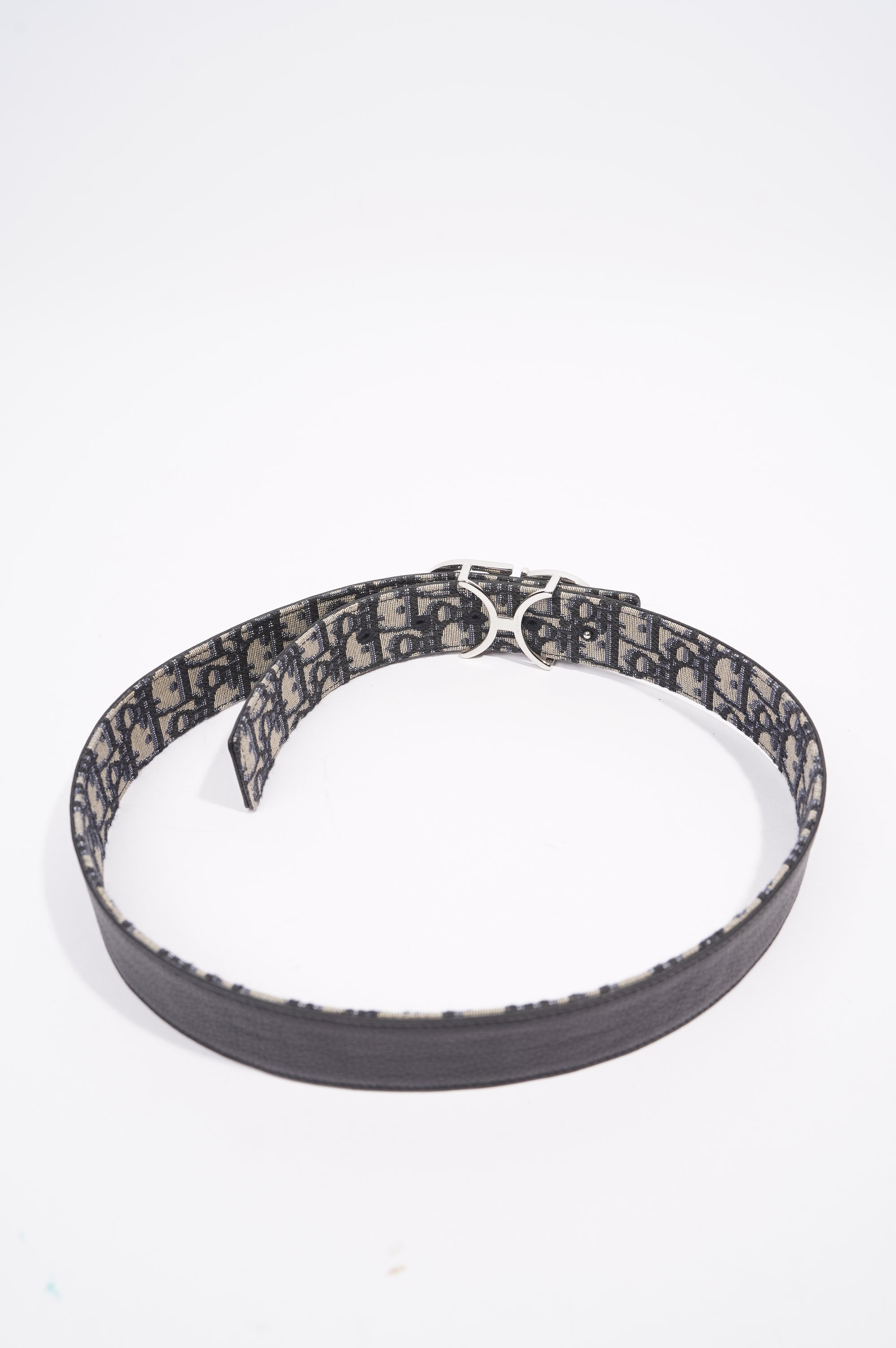 Christian D1OR 30 Montaigne Reversible Belt Black / Oblique Leather 37" 94cm