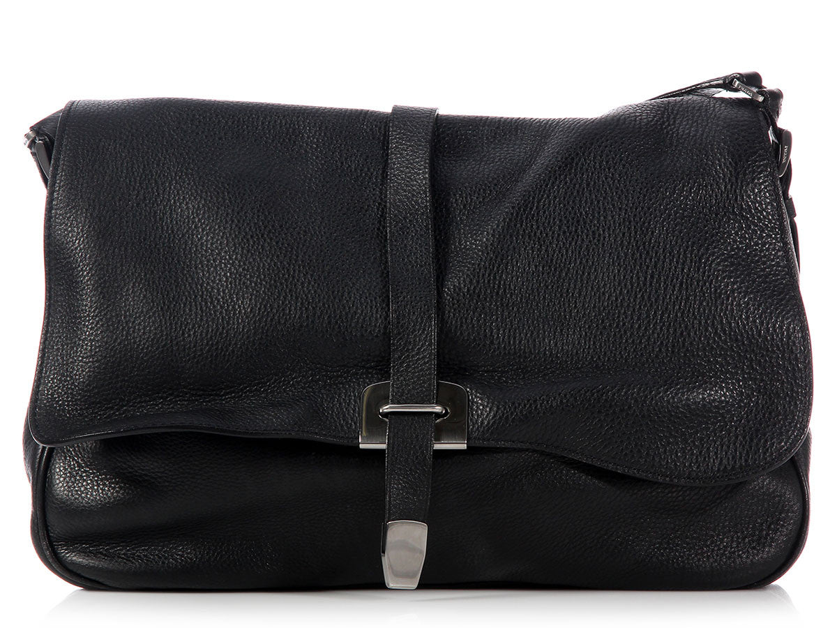 PRD Black Leather Shoulder Bag