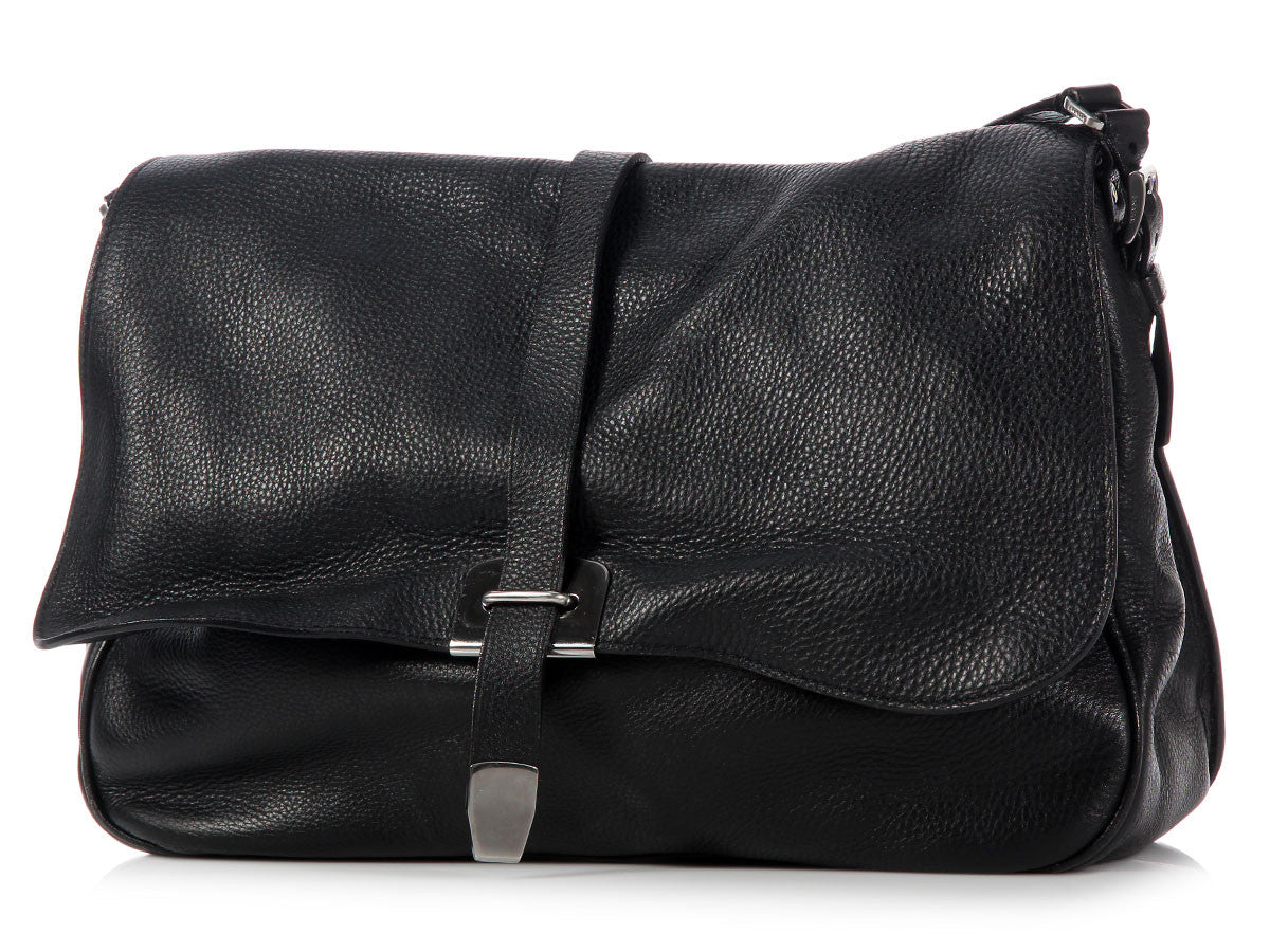 PRD Black Leather Shoulder Bag