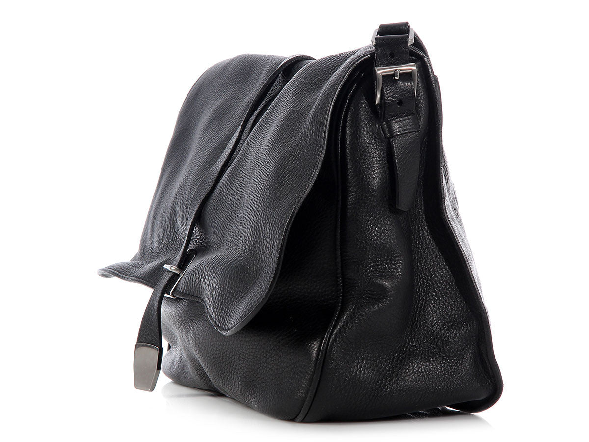 PRD Black Leather Shoulder Bag